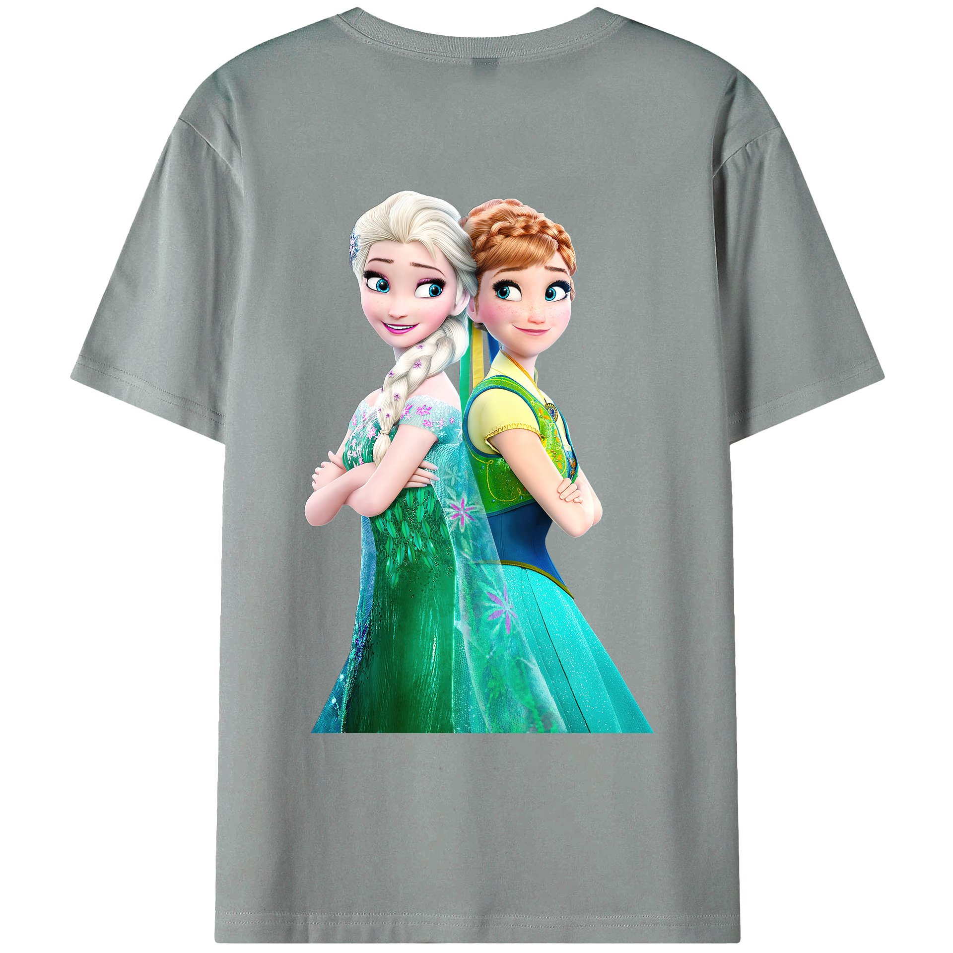 （画像用） アナと雪の女王 アンナ エルサ Frozen Anna Elsa 綿100％ メンズ半袖Tシャツ（バックプリント） 通気性